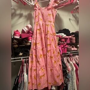 Nwt Pink Midi Dress with Leopard Print